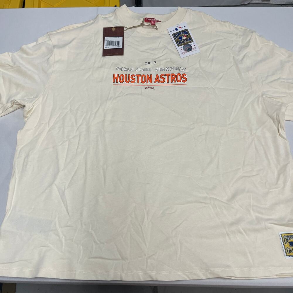 Houston Astros Mitchell & Ness 2017 WS Champions Women's Boyfriend T-Shirt NWT